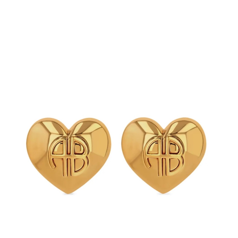 NWT Anine Bing Gold Heart Earrings